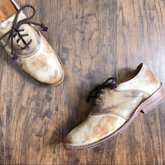 Bed Stu • Fury saddle oxfords tan taupe leather lace up shoes beige - Picture 8 of 14